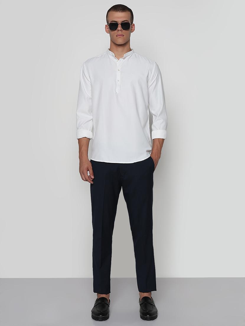 men solid mandarin neck short kurta - 21933709 - Standard Image - 5