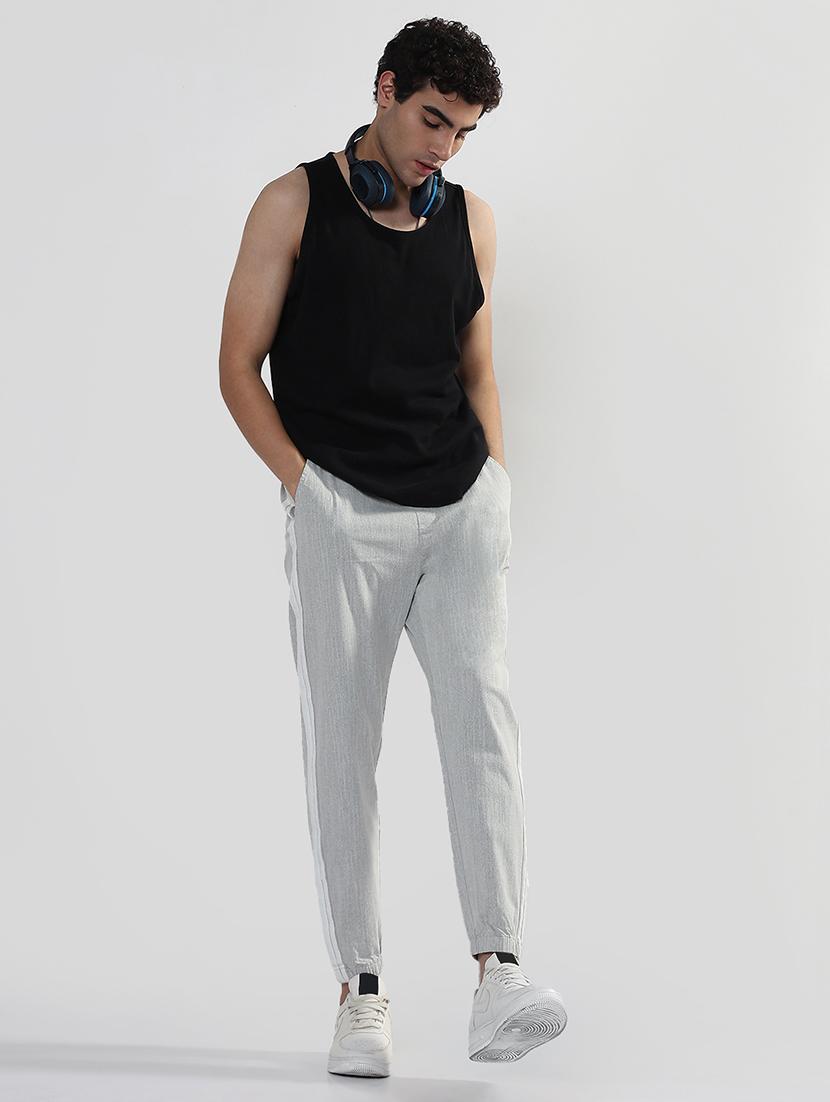 men grey side taped mid rise jogger - 21933712 - Standard Image - 5