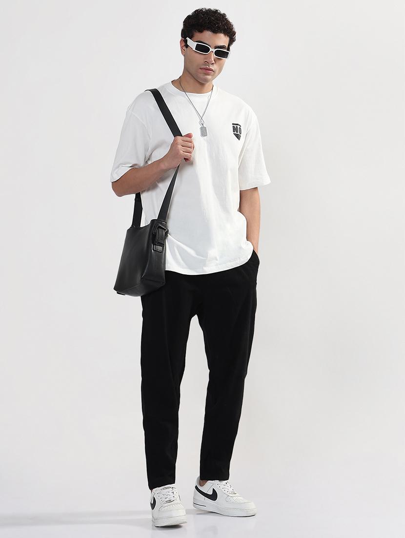 men black solid low rise full length trouser - 21933714 - Standard Image - 5
