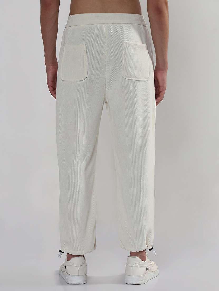 men cream solid low rise relaxed fit jogger - 21933715 -  Standard Image - 3