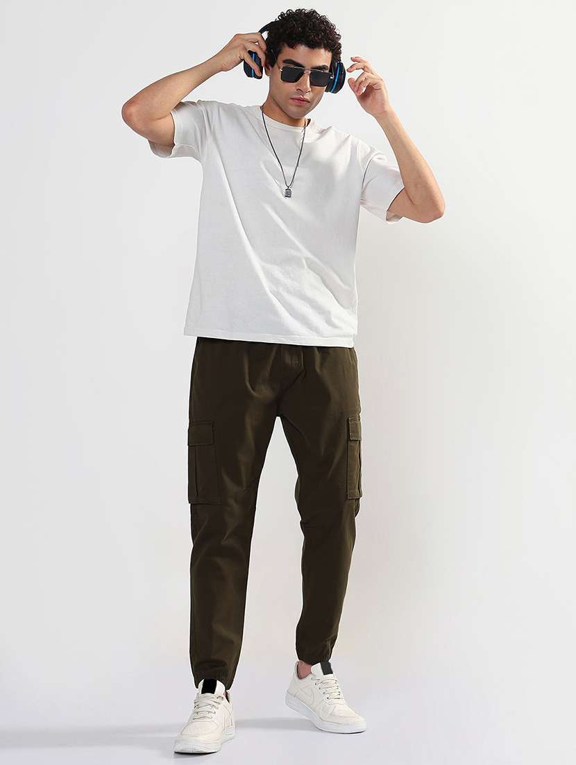 men olive solid low rise regular fit jogger - 21933717 -  Standard Image - 5