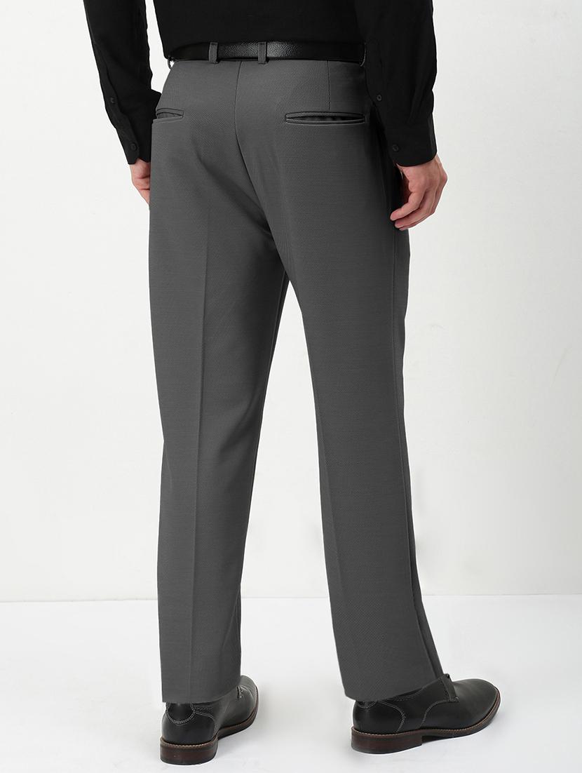 men grey solid low rise pleated formal trouser - 21933732 - Standard Image - 3