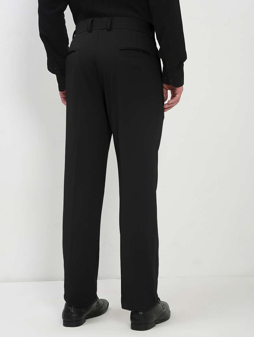 men black solid low rise pleated formal trouser - 21933733 -  Standard Image - 3
