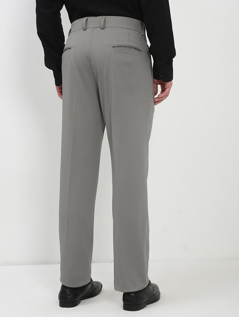 men grey solid low rise pleated formal trouser - 21933734 - Standard Image - 3