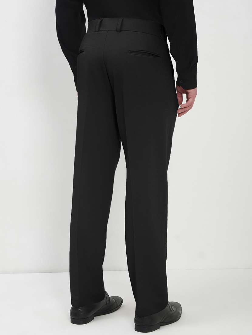 men black solid low rise pleated formal trouser - 21933735 -  Standard Image - 3