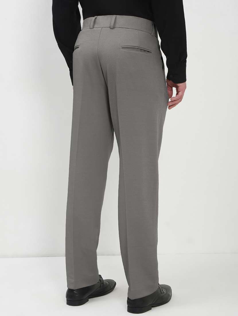 men grey solid low rise pleated formal trouser - 21933736 -  Standard Image - 3