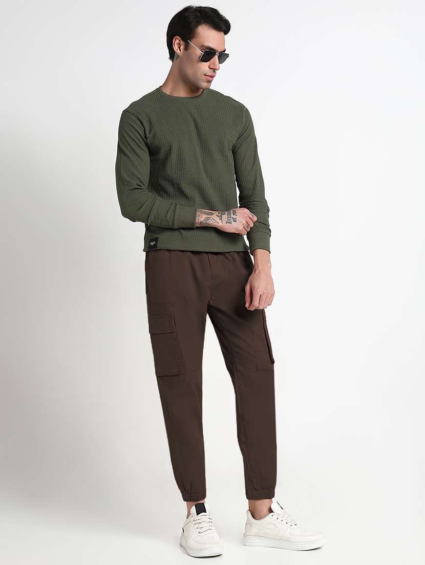 men brown solid low rise jogger cargo - 21933737 -  Standard Image - 5