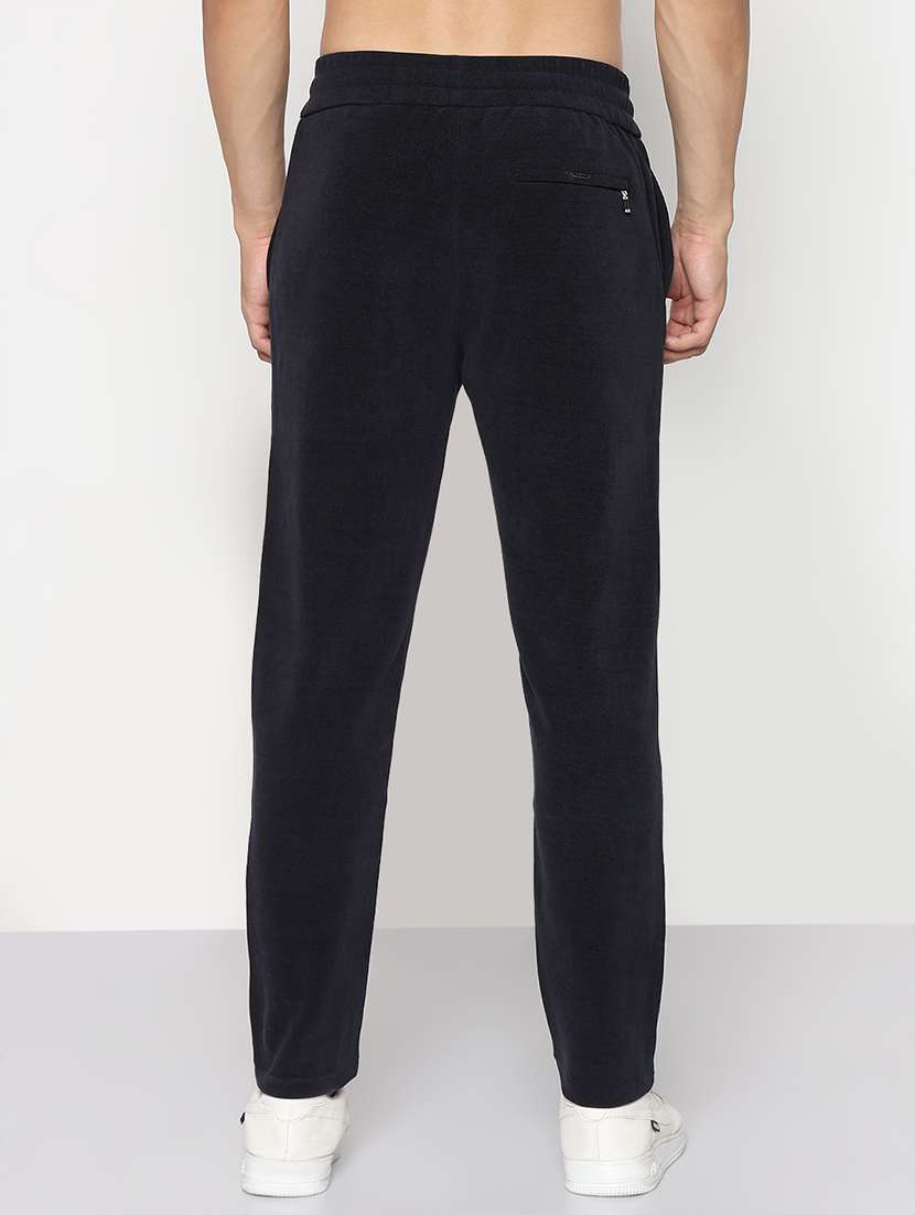 men black solid mid rise full length track pant - 21933742 -  Standard Image - 3