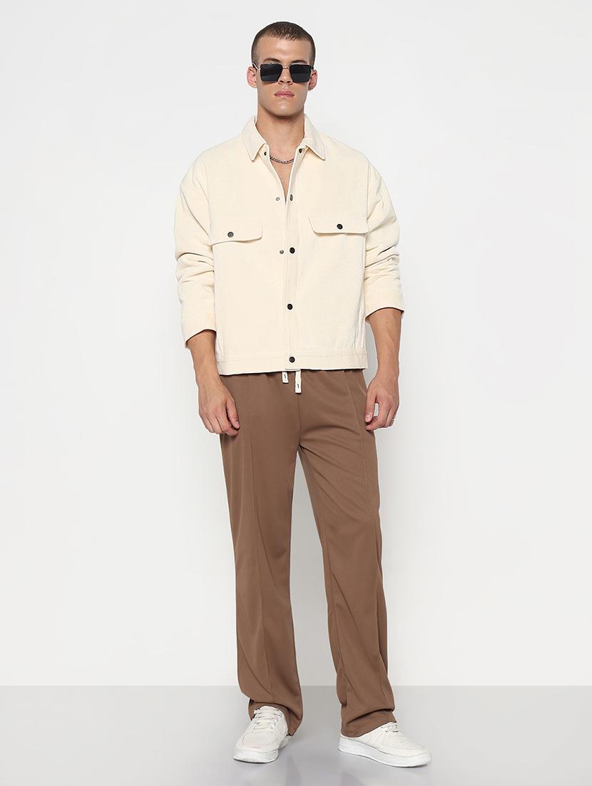 men brown solid relaxed fit full length track pant - 21933744 - Standard Image - 5