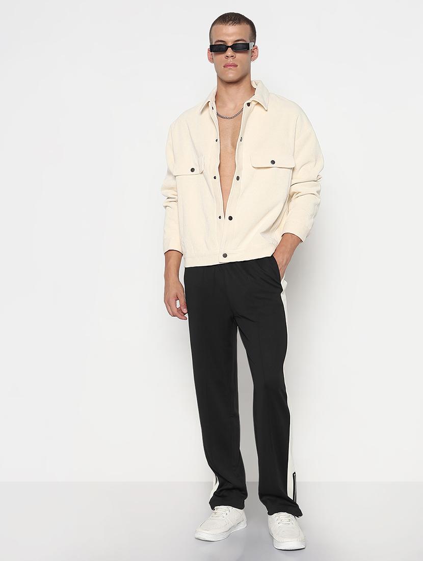 men black side taped low rise full length track pant - 21933747 - Standard Image - 5