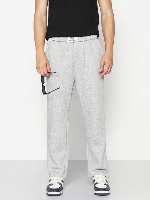 men grey solid low rise full length track pant - 21933748 - Standard Image - 0
