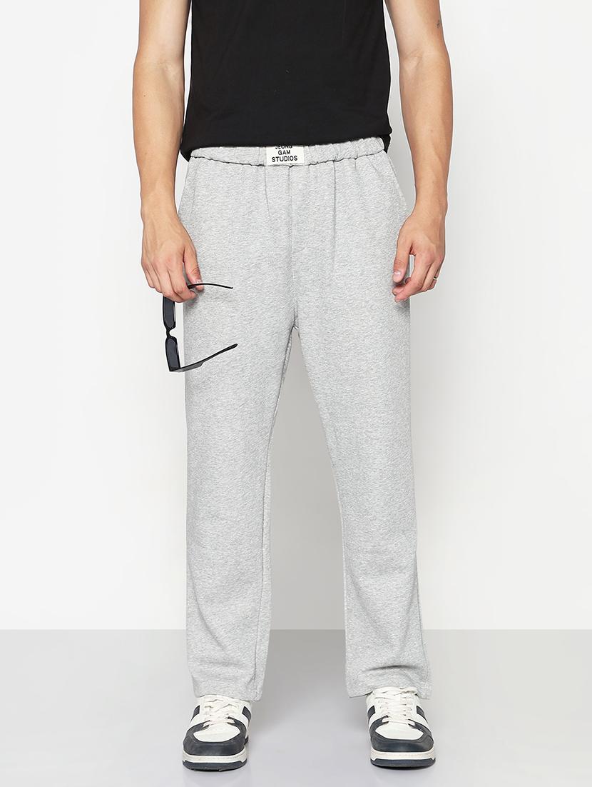 men grey solid low rise full length track pant - 21933748 - Zoom Image - 0