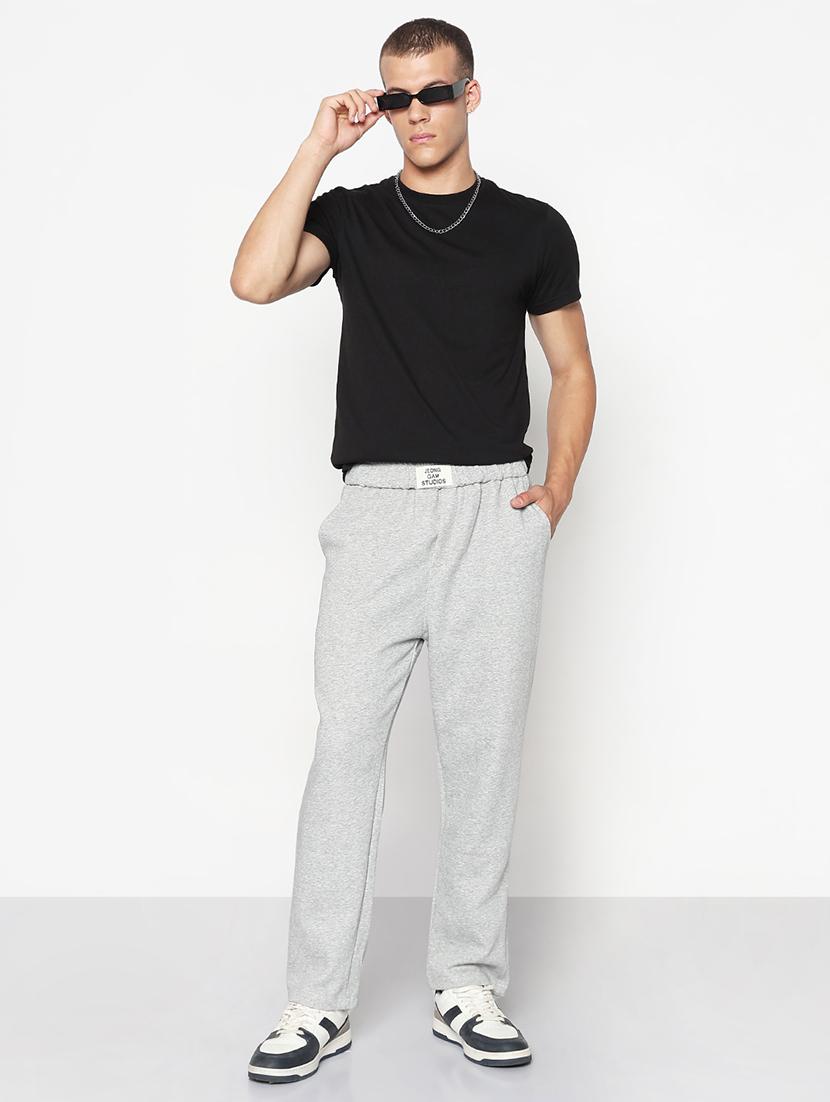 men grey solid low rise full length track pant - 21933748 - Standard Image - 5