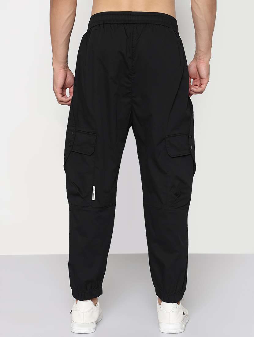 men black solid mid rise joggers cargo - 21933751 -  Standard Image - 3