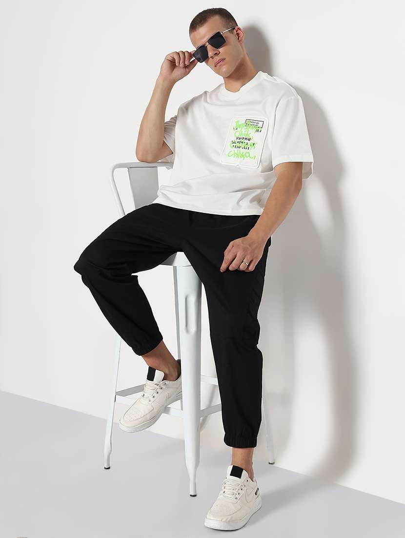 men black solid mid rise joggers cargo - 21933751 -  Standard Image - 5