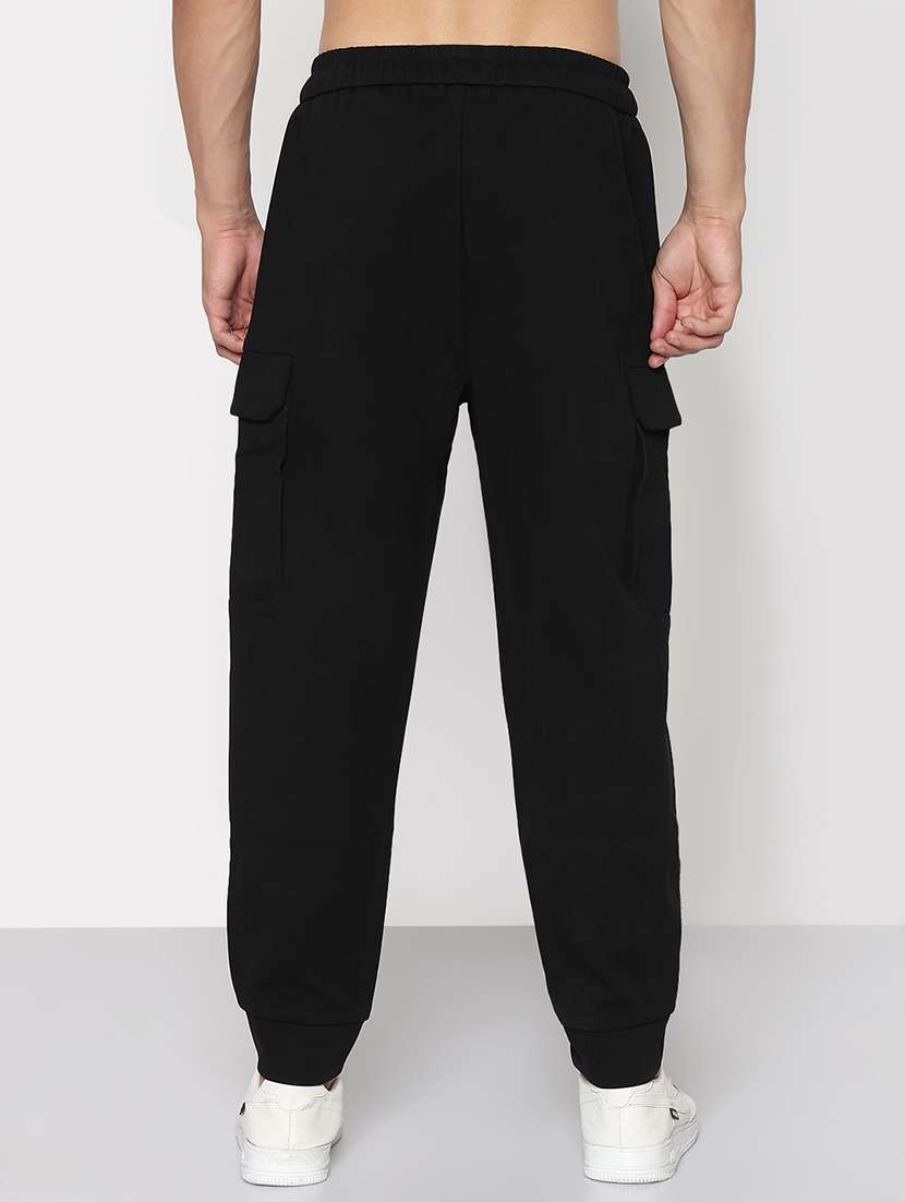 men black solid low rise jogger cargo - 21933753 -  Standard Image - 3