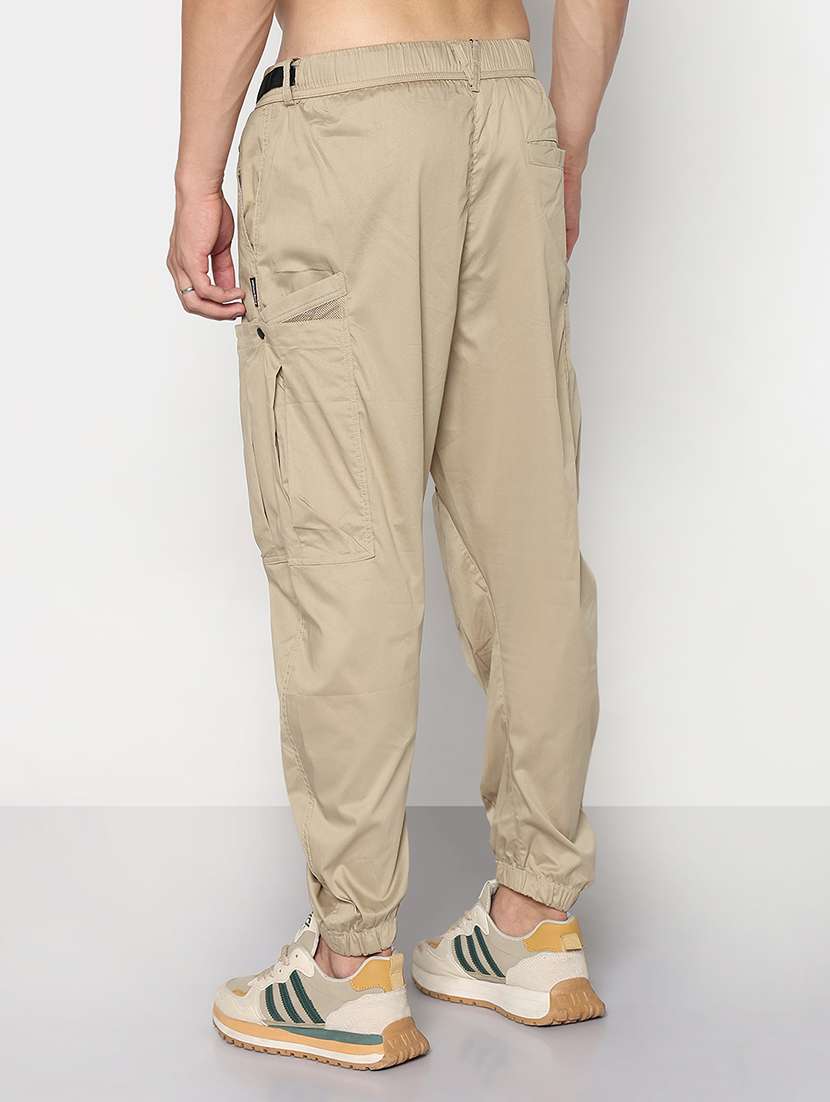 men beige solid low rise regular fit jogger cargo - 21933755 -  Standard Image - 3