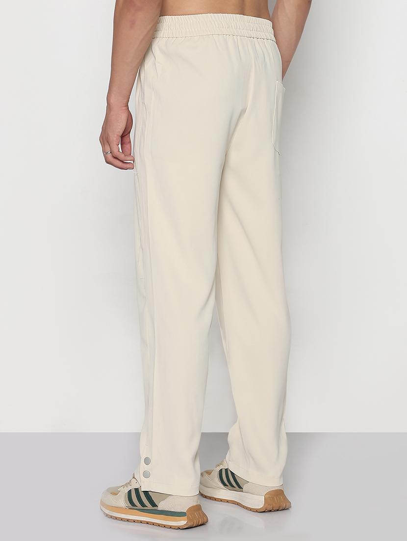 men cream solid mid rise full length track pant - 21933757 - Standard Image - 3