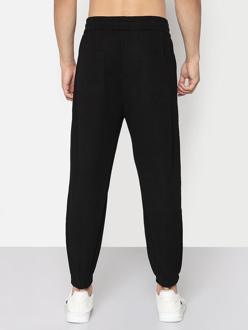 men black solid low rise regular fit jogger - 21933758 - Standard Image - 3