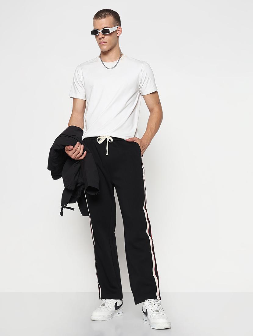 men black side taped low rise full length track pant - 21933761 - Standard Image - 5