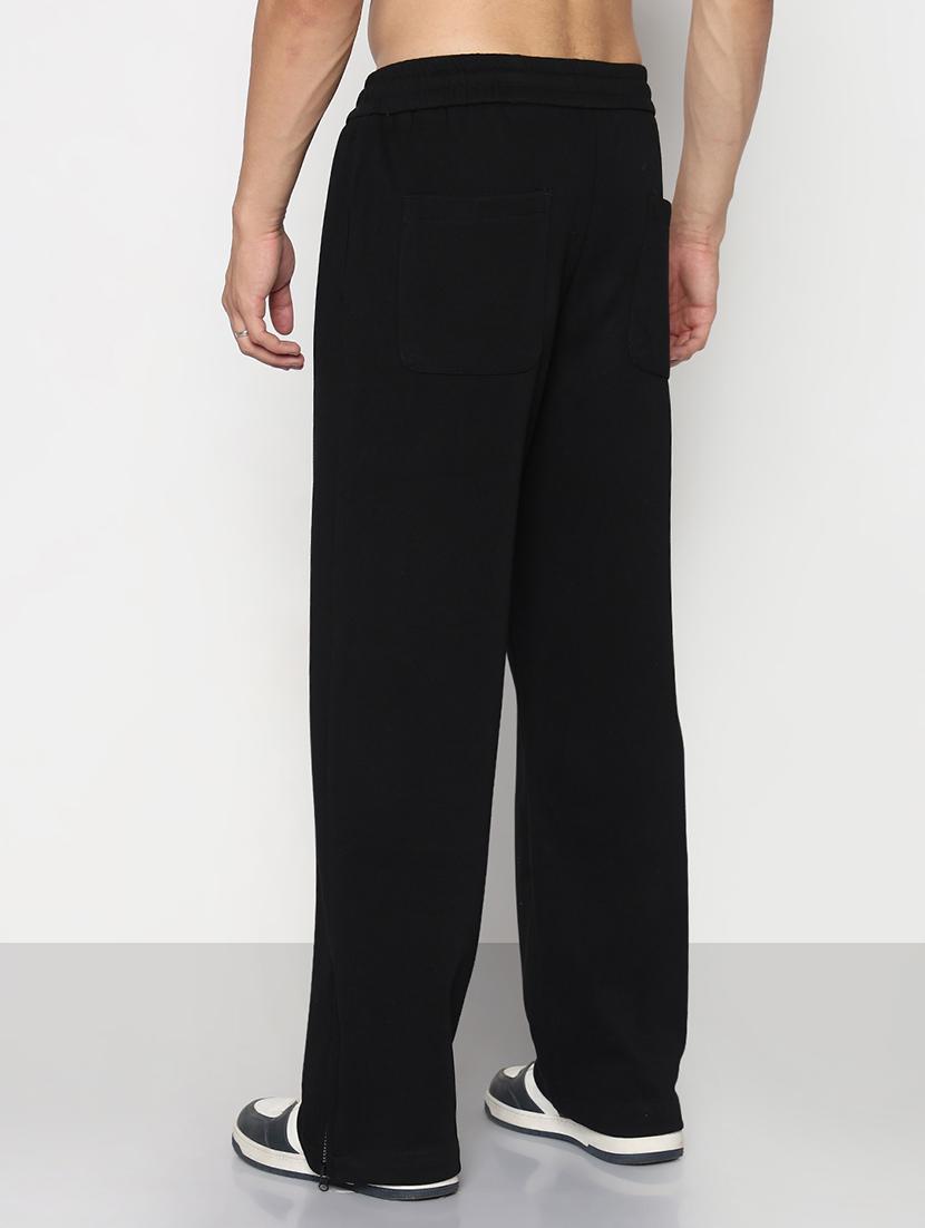 men black solid low rise full length track pant - 21933765 - Standard Image - 3