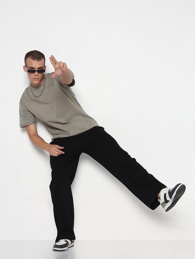 men black solid low rise full length track pant - 21933765 - Standard Image - 5