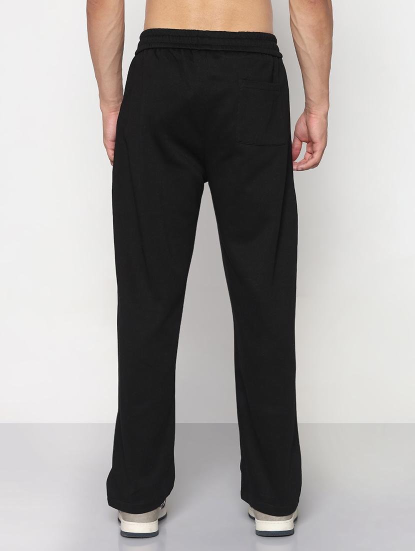 men black solid low rise full length track pant - 21933766 - Standard Image - 3