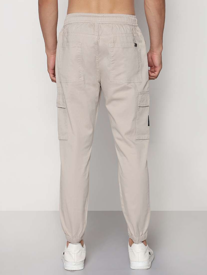 men beige solid low rise jogger cargo - 21933768 -  Standard Image - 3