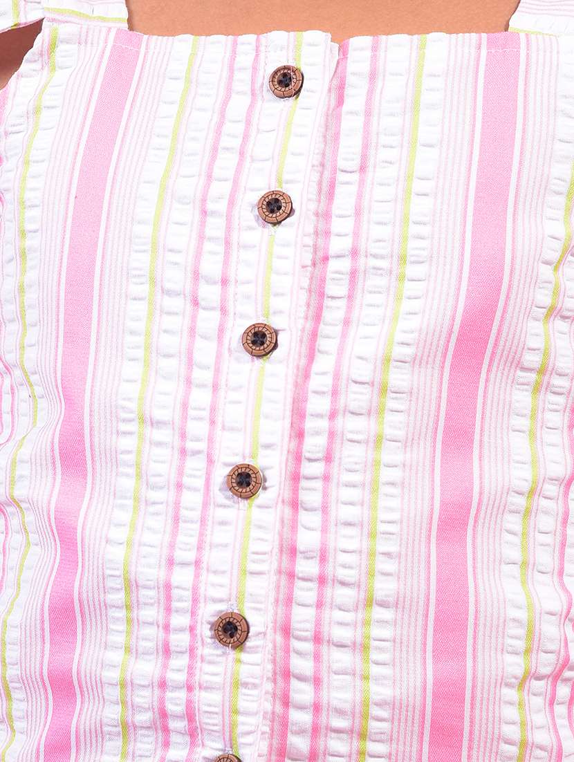 girls pink striped square neck top - 21933778 -  Standard Image - 3