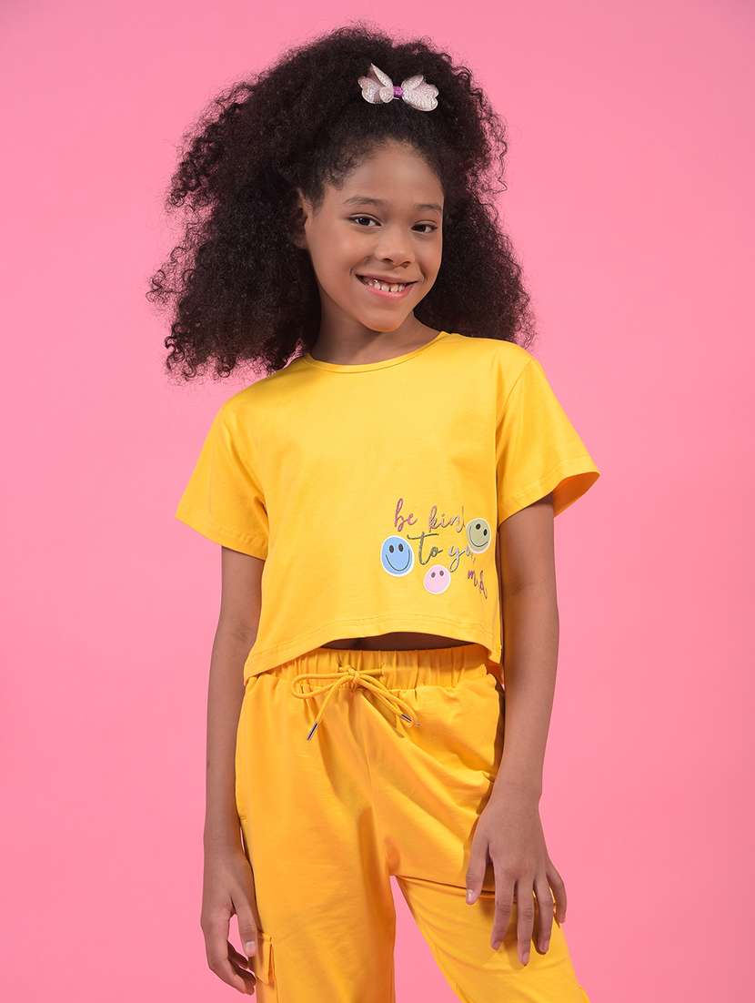 girls printed round neck t-shirt