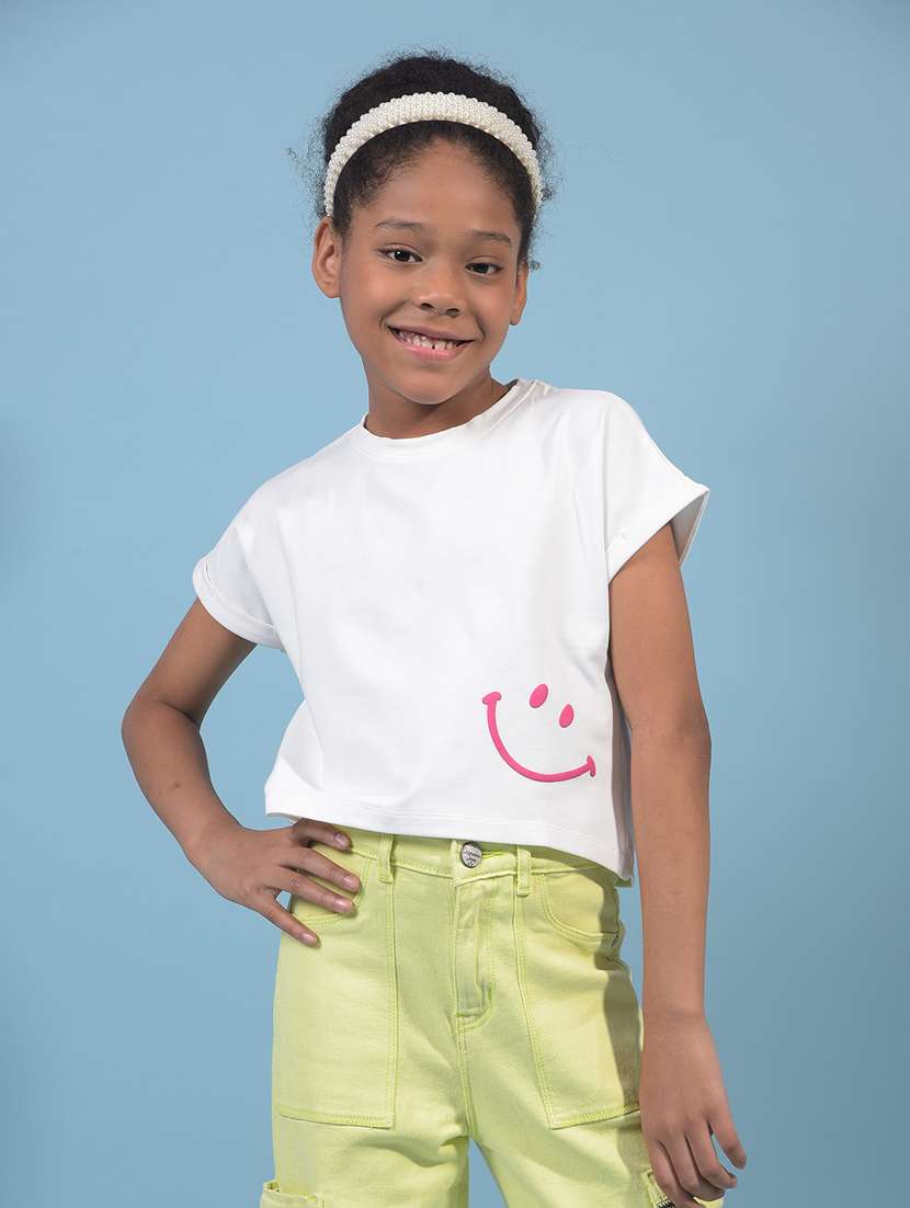 girls printed round neck t-shirt