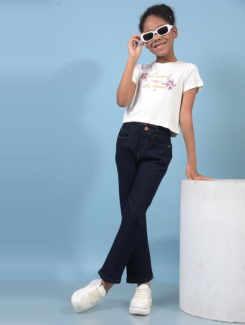 girls printed round neck t-shirt - 21933795 - Standard Image - 5