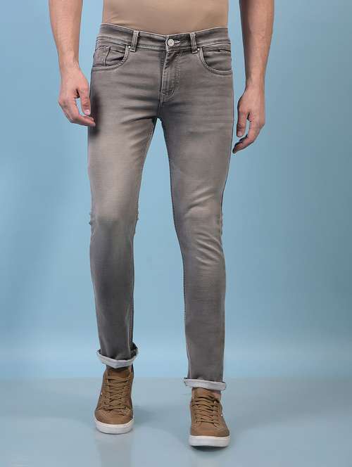 men grey mid rise full length jeans - 21933812 -  Standard Image - 0