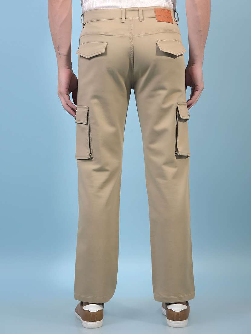 men's beige cotton blend casual cargo pants - 21933814 -  Standard Image - 3
