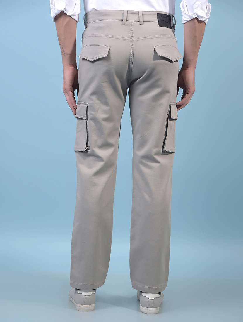 men's solid mid rise casual cargo pant - 21933816 -  Standard Image - 3