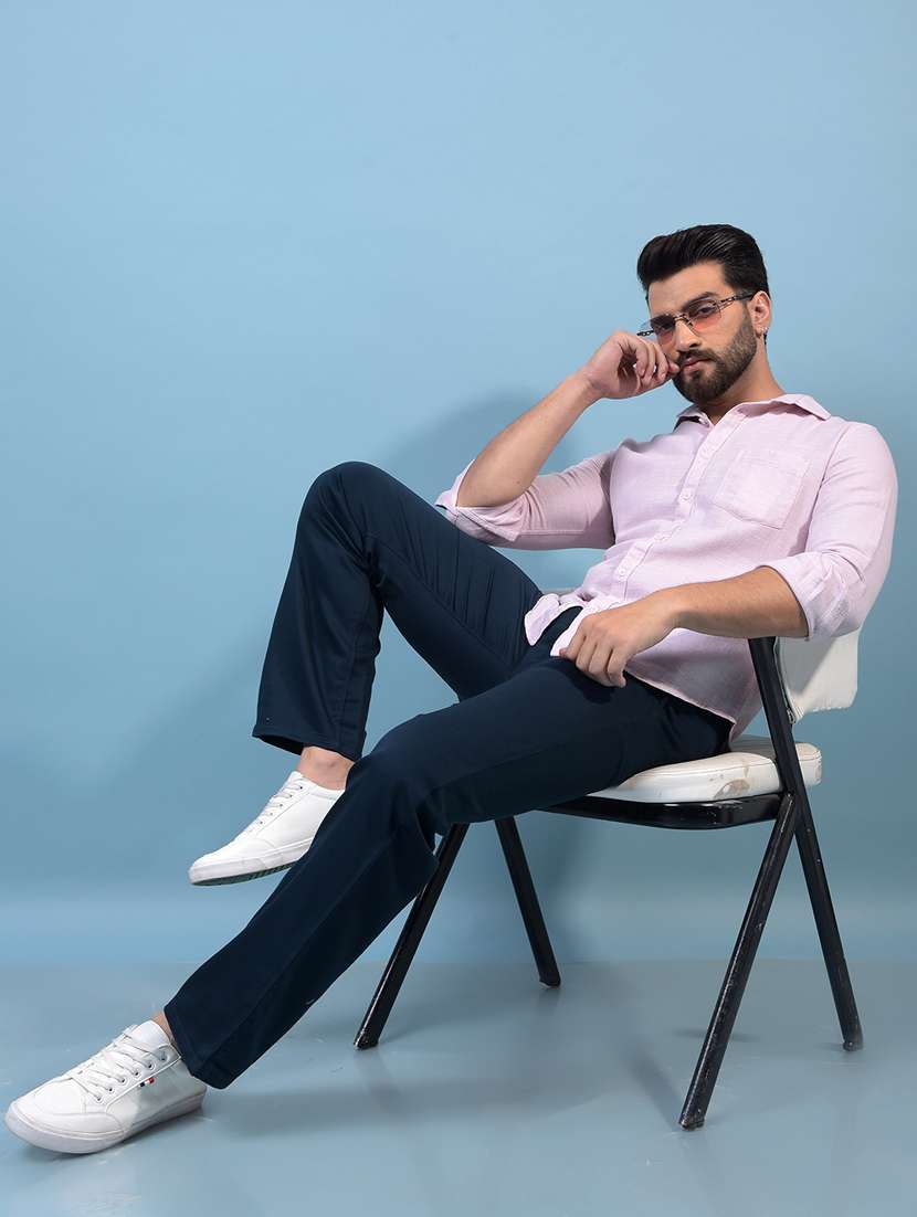 men solid long sleeve slim fit casual shirt - 21933835 - Standard Image - 5