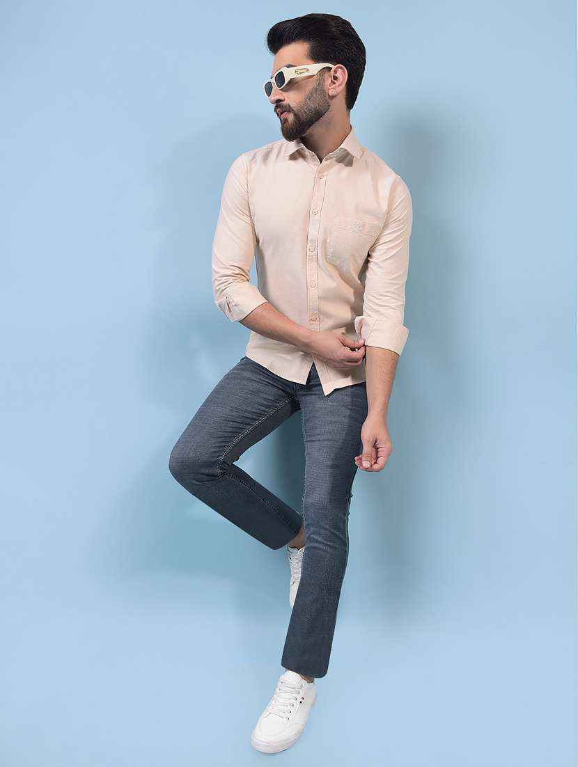 men solid long sleeve slim fit casual shirt - 21933837 - Standard Image - 5