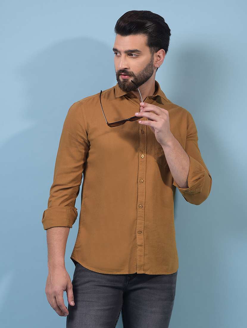 men solid long sleeve slim fit casual shirt