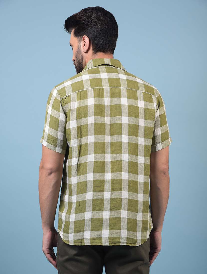 men checkered short sleeve slim fit casual shirt - 21933841 -  Standard Image - 3