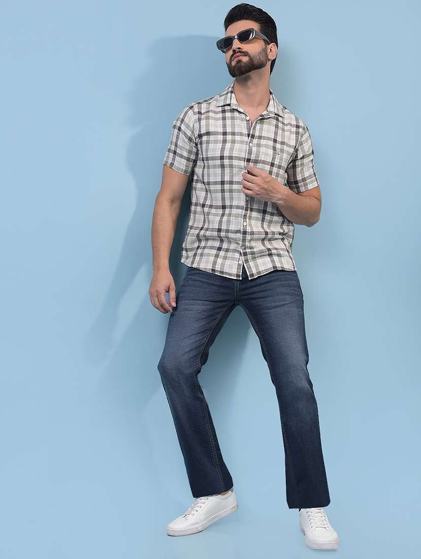 men checkered short sleeve slim fit casual shirt - 21933847 -  Standard Image - 5