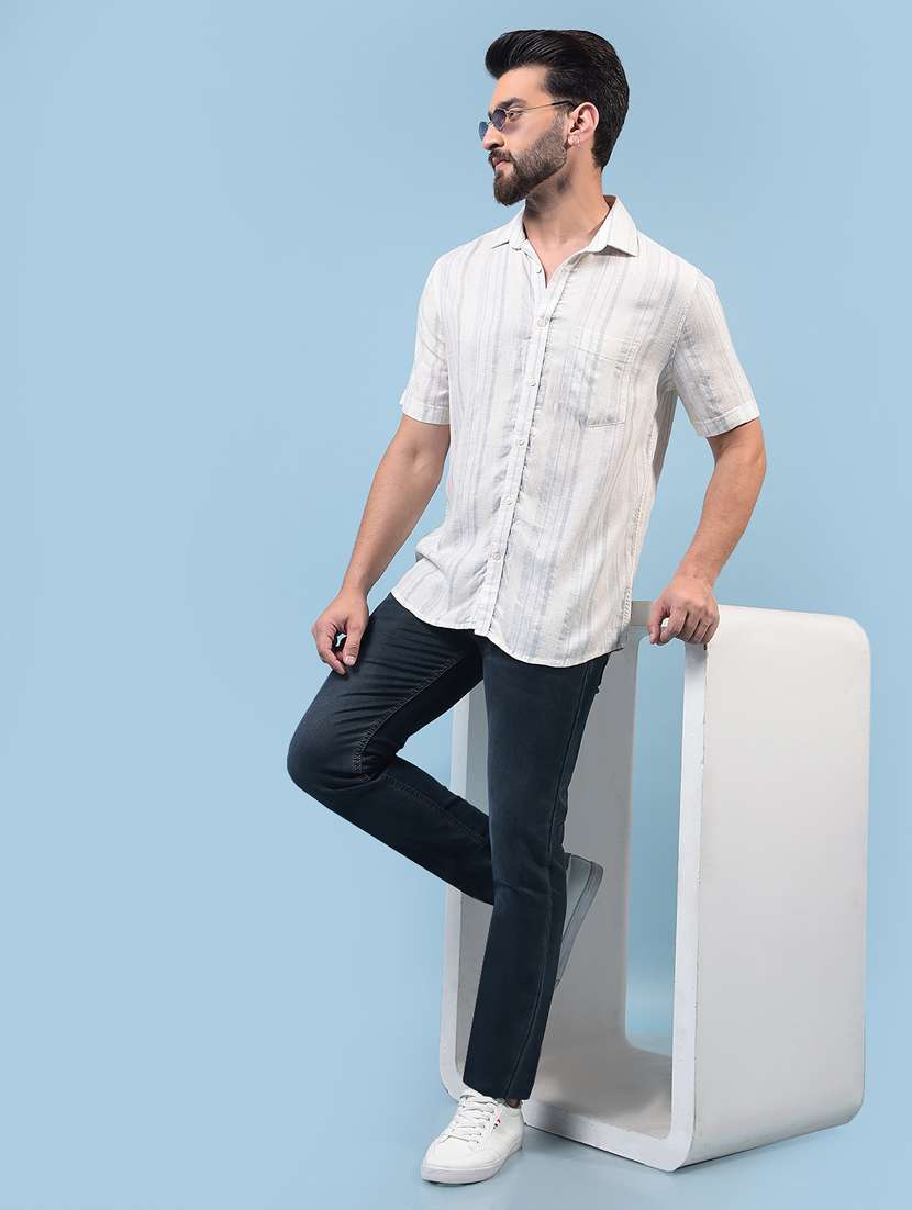 men striped short sleeve regular fit casual shirt - 21933861 -  Standard Image - 5