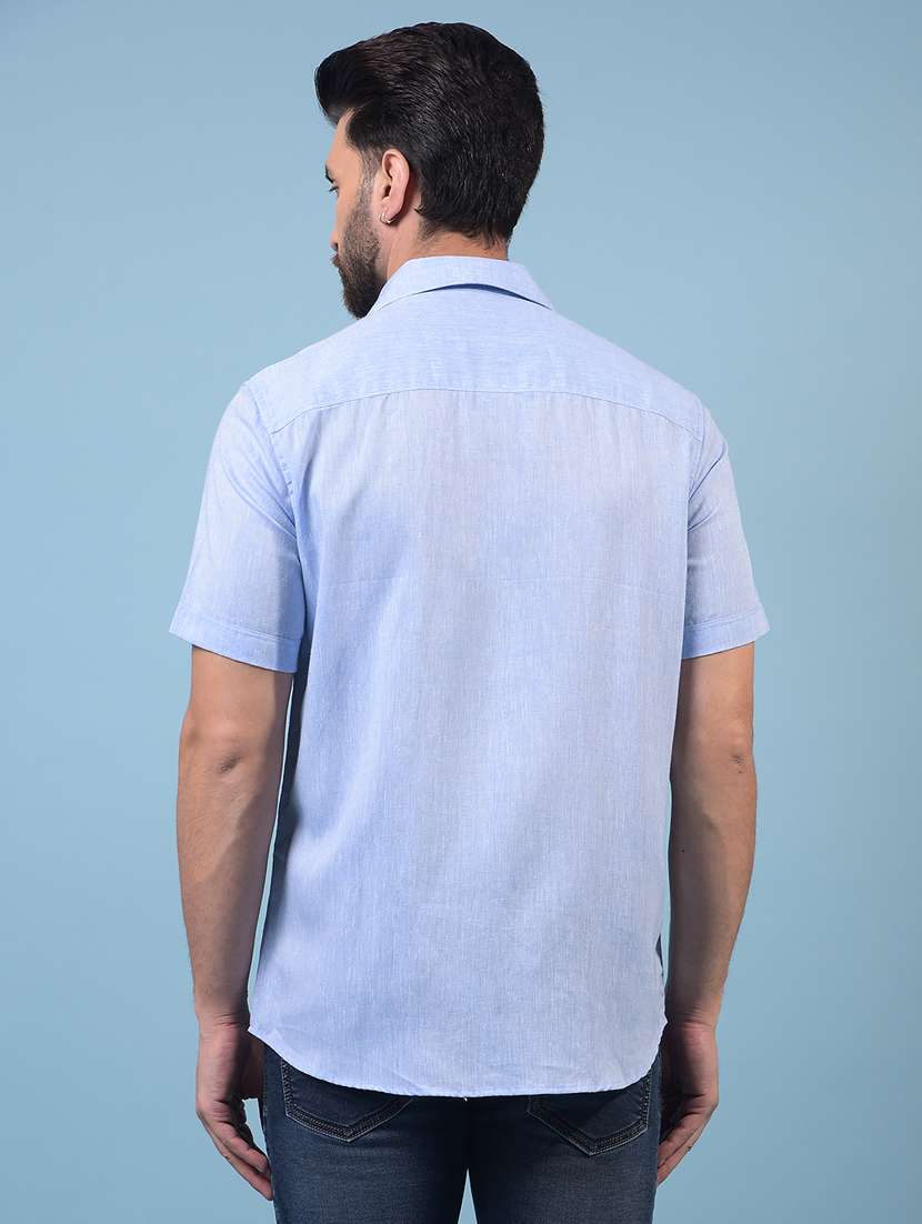 men solid short sleeve slim fit casual shirt - 21933865 -  Standard Image - 3