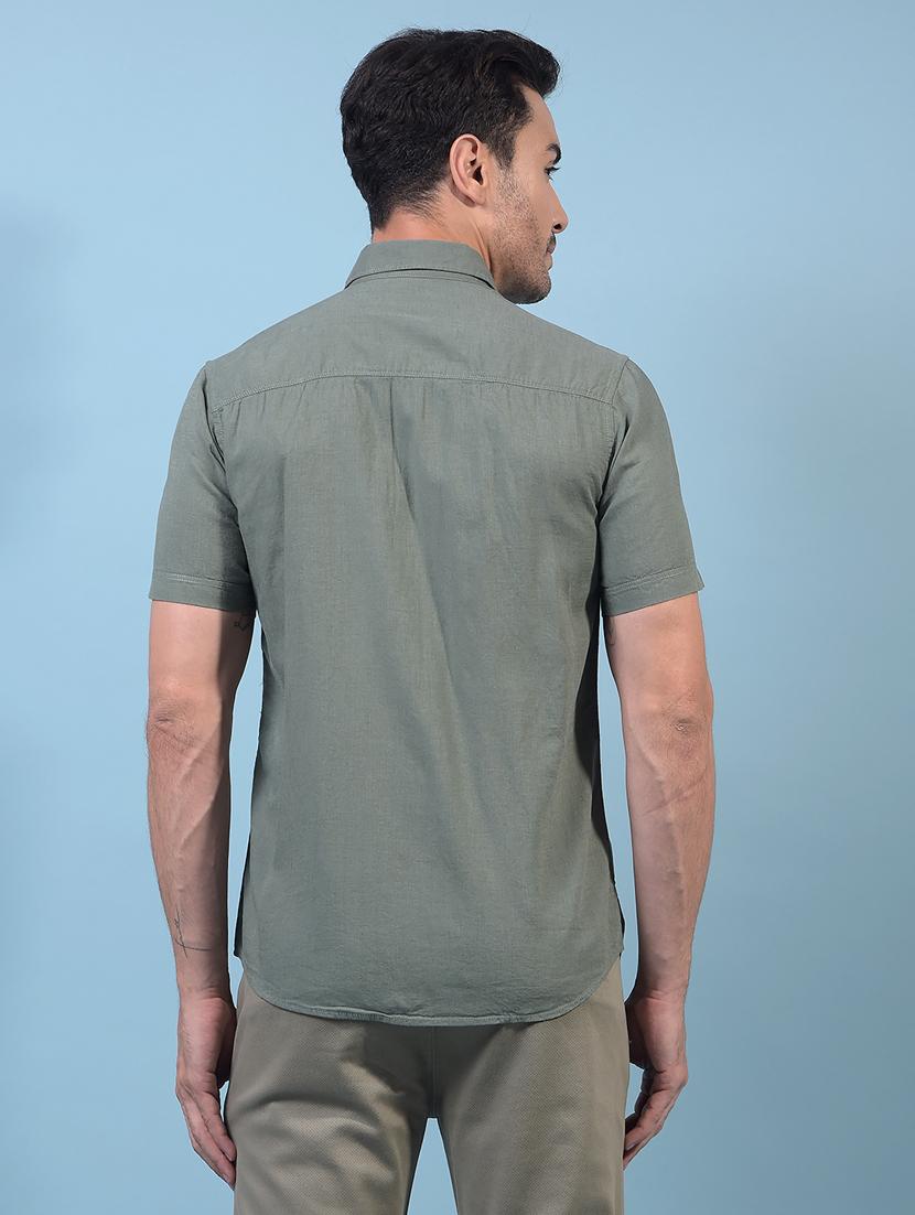men solid short sleeve slim fit casual shirt - 21933882 - Standard Image - 3