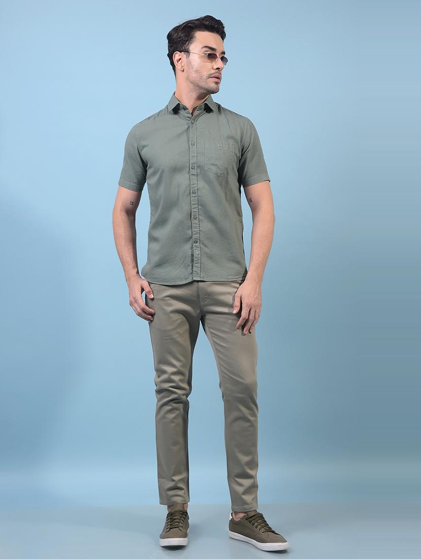 men solid short sleeve slim fit casual shirt - 21933882 - Standard Image - 5