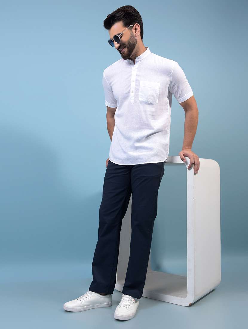 men solid mid rise flat front casual chinos  - 21933904 -  Standard Image - 5