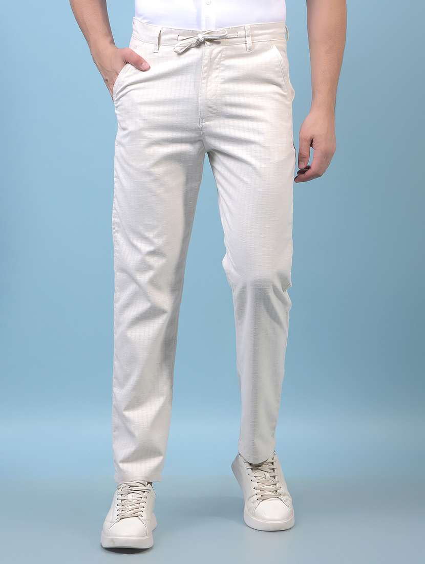 men solid mid rise flat front casual chinos 