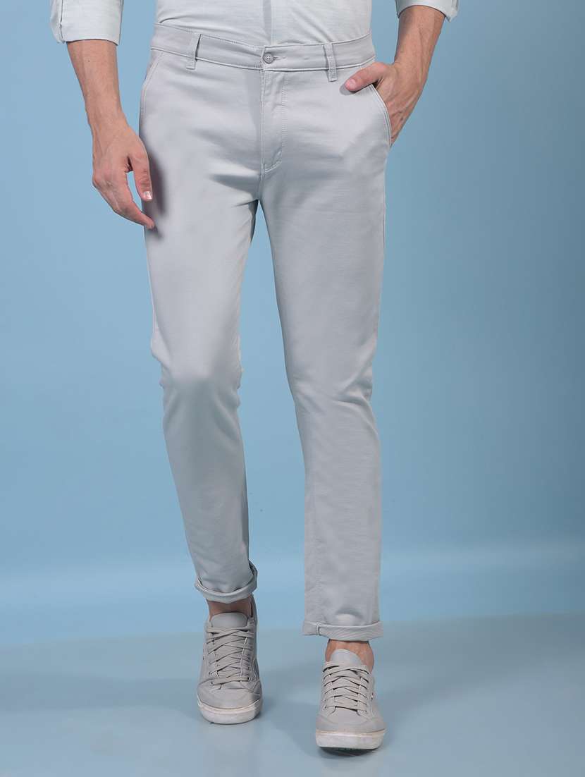 men solid mid rise flat front casual chinos 