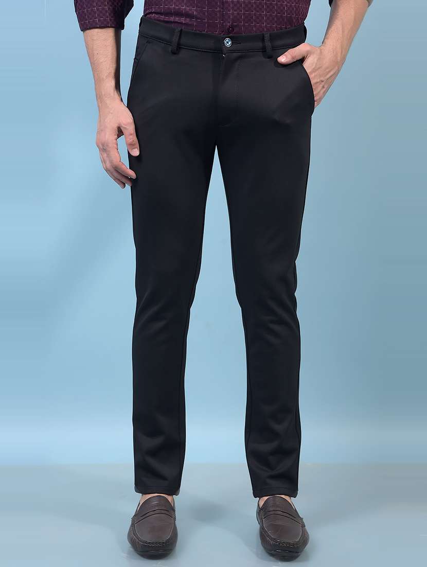 men solid mid rise flat front casual chinos 