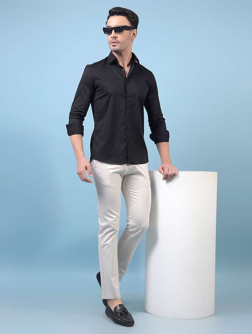 men solid mid rise flat front casual chinos  - 21933930 -  Standard Image - 5