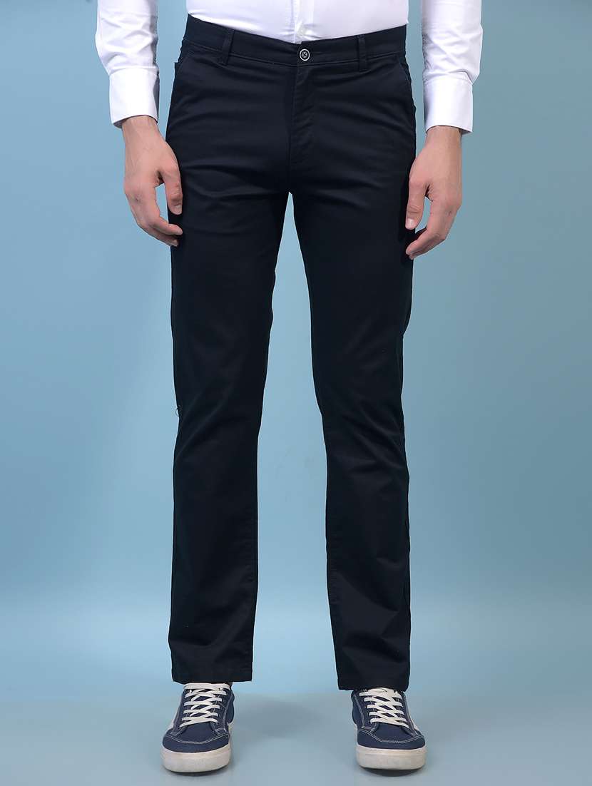 men solid mid rise flat front casual chinos 